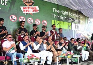 Federal Minister for Kashmir Affairs, Gilgit-Baltistan and States and Frontier Regions, Engr Amir Muqam, addresses participants after a Youm-e-Istehsal Kashmir rally at D-Chowk, condemning India's illegal and unilateral actions of August 5, 2019, in Indian Illegally Occupied Jammu and Kashmir (IIOJK).