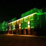 The University of Sargodha building illuminated as part of celebrations marking Pakistan’s Independence Day