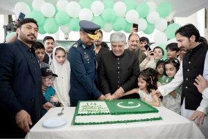 Ambassador Shafqat Ali Khan, Pakistan's Envoy to the UAE addresses the gathering during the 80th Independence Day ceremony at the Embassy of Pakistan
