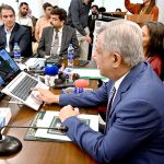 Federal Minister for Law and Justice Senator Azam Nazeer Tarar presses the button to launches FOSPAH’s Complaint Management System, mobile app and revamped website at the FOSPAH headquarters