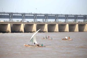 Fishermen catching the fish after water level in the Indus River is continuously rising due to the rains across the country.