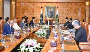President Asif Ali Zardari attending a presentation on the proposed development of Keti Bunder Port by China Harbour Engineering Company (CHEC) at Aiwan-e-Sadr.