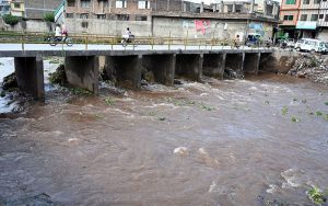 A view of Korang Nullah near pandorian area following heavy rainfall in the twin cities after the opening of Rawal Dam spillways, causing a significant rise in the water level