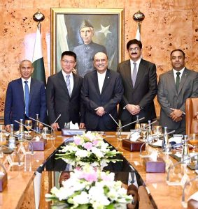 President Asif Ali Zardari at a presentation on the proposed development of Keti Bunder Port by China Harbour Engineering Company (CHEC) at Aiwan-e-Sadr.