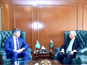 Federal Minister for National Food Security and Research Rana Tanveer Hussain meets Ambassador of Kazakhstan Yerzhan Kistafin in Islamabad to discuss enhanced agricultural cooperation and bilateral trade.