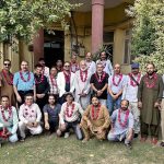 Newly elected office-bearers of the Rawalpindi-Islamabad Photojournalists Association (RIPJA), led by President Sajjad Haider, pose for a group photograph after being elected unopposed in the annual elections 2026-27 at Press Club