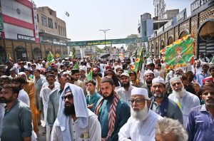 Security personnel high alert during the rally of Eid Milad-un-Nabi to commemorate the birth anniversary of the Holy Prophet Muhammad (PBUH)
