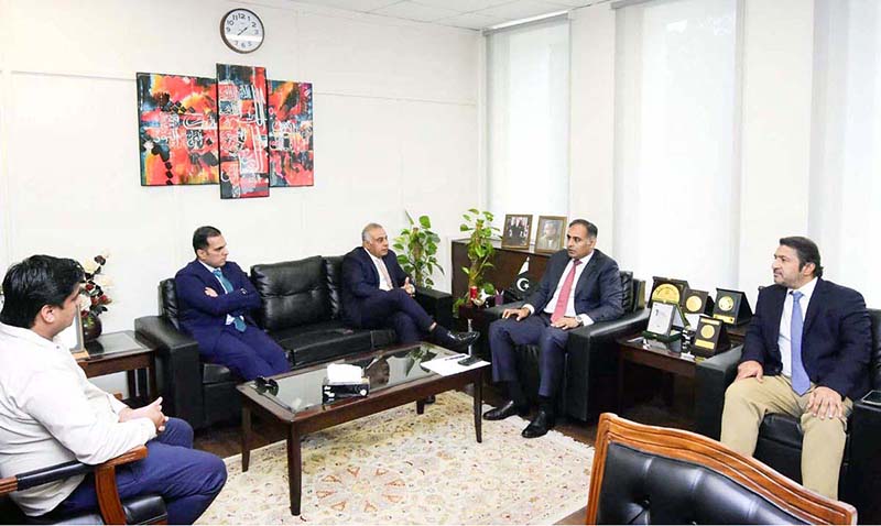 Mr. Basir Shamsie, President and CEO of JS Bank, alongside Mr. Noman Azhar, Chief Officer of ZINDIGI - JS Bank, and Mr. Atif Ishaque, Chief Business Officer of ZINDIGI - JS Bank, called on the Minister of State for Finance Bilal Azhar Kayani at the Finance Division
