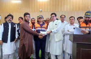 On the directives of Prime Minister Muhammad Shehbaz Sharif, National Disaster Management Authority (NDMA) distributed ex-gratia assistance cheques among bereaved families of coal-mine workers who lost their lives in the tragic coal-mine incident in Balochistan