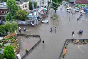 Heavy monsoon rain inundates Committee Chowk, disrupting traffic and daily life as large sections of the city remain submerged. Residents urged the Water and Sanitation Agency (WASA) ,Suthra Punjab to expedite drainage operations and restore normalcy.