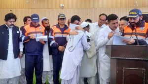 On the directives of Prime Minister Muhammad Shehbaz Sharif, National Disaster Management Authority (NDMA) distributed ex-gratia assistance cheques among bereaved families of coal-mine workers who lost their lives in the tragic coal-mine incident in Balochistan