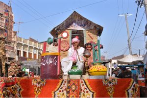 Children participate in an Eid-e-Milad-un-Nabi (PBUH) rally organized by Markazi Jamat Ahle Sunnat Pakistan