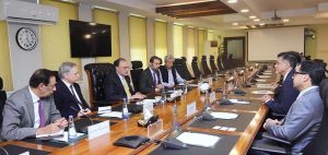 Federal Minister for Finance and Revenue, Senator Muhammad Aurangzeb, meeting with Asyad Group CEO and Chairperson, Wafi Energy Pakistan Limited Board of Directors, Mr. Ghassan Ahmed Amodi, at the Finance Division