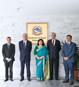 President's representatives former Chairman of the Senate, Syed Nayyar Bokhari and Murtaza Solangi in a meeting with Ambassador of Nepal to Pakistan Rita Dhital at the Embassy of Nepal.