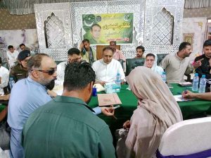 Minister of State for Finance & Railways Bilal Azhar Kayani is listening to the grievances of public in Khuli Kachehri