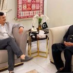 Chairman Senate, Syed Yousaf Raza Gilani and Former Prime Minister of Pakistan and senior Pakistan People’s Party (PPP) leader Raja Pervaiz Ashraf exchanging views in a meeting at the chairman senate's residence