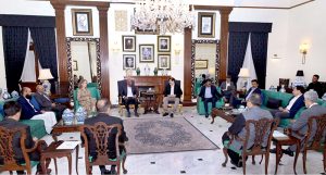 Sindh Chief Minister Syed Murad Ali Shah meets with a United Nations delegation led by the UN Resident Coordinator in Pakistan, Mohamed Yahya, at the Chief Minister House.