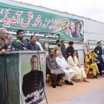 Pakistan Muslim League-N Sindh President, Bashir Ahmed Memon addressing a press conference, at Muslim League House