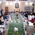 Federal Minister for Railways Muhammad Hanif Abbasi chairs an important meeting on Pakistan Railways affairs at the office of the Divisional Superintendent, Karachi