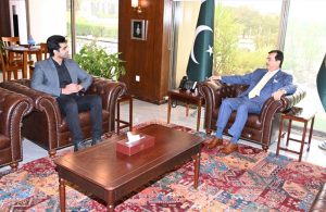 Chairman Senate, Syed Yousaf Raza Gilani in a meeting with internationally acclaimed Pakistani professional wrestler Ather Zahid, at Parliament House