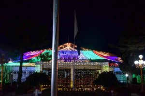 A building illuminated regarding celebration of Independence Day in Quetta
