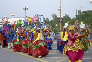 Folk artists are showcasing traditional Punjabi cultural art during the full-dress rehearsal held at the federal capital's D-Chowk in connection with the celebrations of Pakistan's 79th Independence Day.