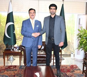 Chairman Senate, Syed Yousaf Raza Gilani in a meeting with internationally acclaimed Pakistani professional wrestler Ather Zahid, at Parliament House