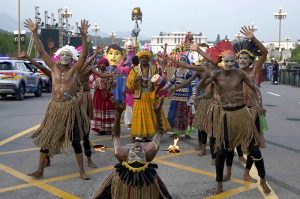Folk artists are showcasing traditional Punjabi cultural art during the full-dress rehearsal held at the federal capital's D-Chowk in connection with the celebrations of Pakistan's 79th Independence Day.