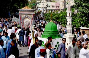 Large number of people participant in a rally celebrating Eid Milad-un-Nabi, the birth anniversary of Prophet Muhammad (PBUH)