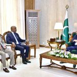 President Asif Ali Zardari talking to United Nations Resident Coordinator in Pakistan Mohamed Yahya, who paid a farewell call on the President at Aiwan-e-Sadr