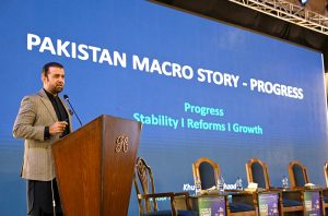 Advisor to Finance Minister Khurram Schehzad addressing at "Future of Finance Summit 2026" at local hotel. 
