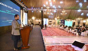 Advisor to Finance Minister Khurram Schehzad addressing at "Future of Finance Summit 2026" at local hotel. 