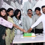Chairman Chandka Institute of Nursing & Allied Health Sciences S. Iqbal Babu and others cutting the cake during celebrations the 79th Independence Day of Pakistan