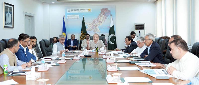 Federal Minister for Communications Abdul Aleem Khan presiding over a meeting regarding Axle Load Control Regime at the Ministry of Communications
