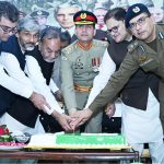 Provincial Minister for Labor and Manpower Muhammad Mansha Ullah Butt, cutting Azadi Cake at Historic Fort