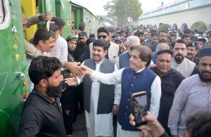 Federal Minister for Railways Muhammad Hanif Abbasi is visiting Jhang Saddar Railway Station during its upgradation and inauguration of Sandal Express Train.