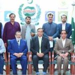 Managing Director Pakistan Bait-ul-Mal Senator Capt. Shaheen Khalid Butt and Managing Director National Telecommunication Corporation Maj. Gen. (R) Ali Farhan in a group photo along with the participants of the Document of Intent signing ceremony at PBM Headquarters