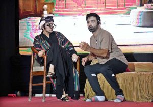 Artists performing in a comedy and improvisational stage play " AnarKali " at Latif Auditorium Hall Chandka Medical College in collaboration with Shaheed Mohtarma Benazir Bhutto Medical University, Organized by Koohi Goth Women's Hospital Karachi