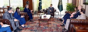 Chairman Senate, Syed Yousuf Raza Gilani in a meeting with Francis Woods, Global Program Director, Save The Children Australia, along with Arshad Malik - Regional Director and Khurram Gondal - Country Director Pakistan, at Parliament House.