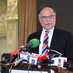 Federal Minister for Planning, Development and Special Initiatives, Ahsan Iqbal addressing to at GPCCI Business Network Reception