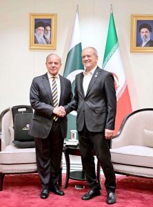 Prime Minister Muhammad Shehbaz Sharif meets the President of Iran H.E. Dr. Masoud Pezeshkian on the sidelines of the 26th SCO Council of Heads of State Conference.