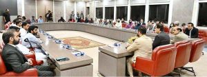 Speaker National Assembly Sardar Ayaz Sadiq in a meeting with participants of the Al Launchpad Bootcamp Balochistan, along with Mr. Mohi Uddin Wani at Parliament House.