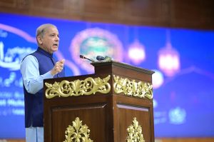 Prime Minister Muhammad Shehbaz Sharif addresses the Seerat-un-Nabi Conference