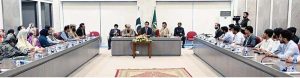 Speaker National Assembly Sardar Ayaz Sadiq in a meeting with participants of the Al Launchpad Bootcamp Balochistan, along with Mr. Mohi Uddin Wani at Parliament House.