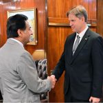 Speaker National Assembly Sardar Ayaz Sadiq receiving Member of the European Parliament Mr. Ondrej Dostal at Parliament House