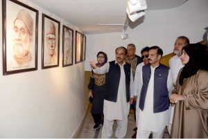 Director General (DG) of the Faisalabad Development Authority (FDA), Muhammad Asif Chaudhry is visiting after inaugurate photo exhibition during a ceremony to celebrate Independence Day at Arts Council