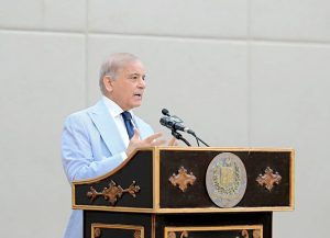Prime Minister Muhammad Shehbaz Sharif addresses the Balochistan National Workshop.