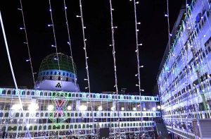 A view of streets illuminated with colourful lights in connection with 12th Rabi-ul-Awal celebrations in the provincial capital.