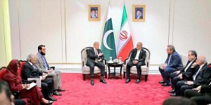 Prime Minister Muhammad Shehbaz Sharif meets the President of Iran H.E. Dr. Masoud Pezeshkian on the sidelines of the 26th SCO Council of Heads of State Conference.