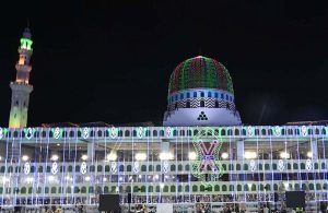 A view of streets illuminated with colourful lights in connection with 12th Rabi-ul-Awal celebrations in the provincial capital.